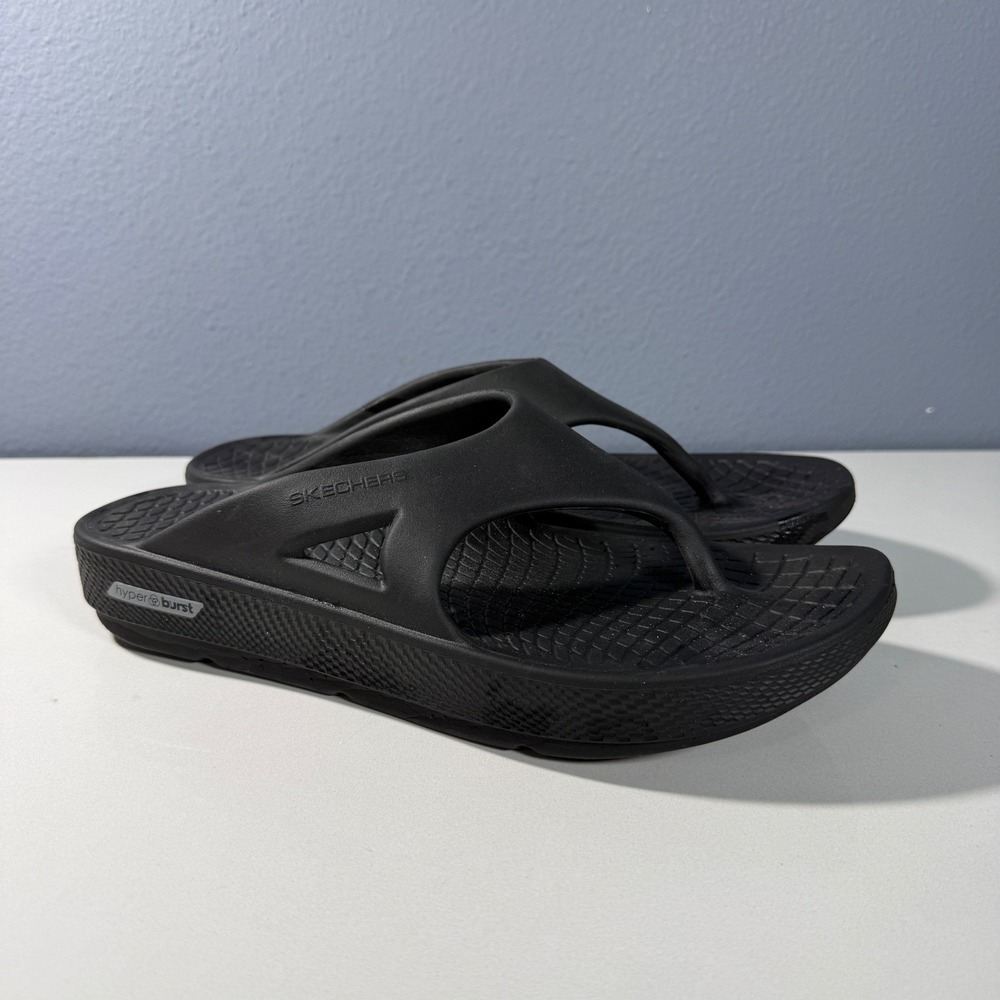 Skechers Mens Go Recover Arch Fit Hyper Burst Black Flip Flop Sandals 216345